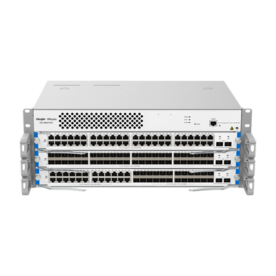 Reyee Switch Modular de Chasis L3 - 3 Slot de Expansión (Tamaño de 4U) - Hasta 144 puertos GE / 144 SFP GE / 48 SFP+ - Static LAG/DHCP Snoop/IGMP Snoop/Port Mirror - VLAN/Port Isolation/STP/RSTP/ACL/QoS/802.1X - Servidor DHCP/Rutas estáticas/RIP/OSPF/SNMP