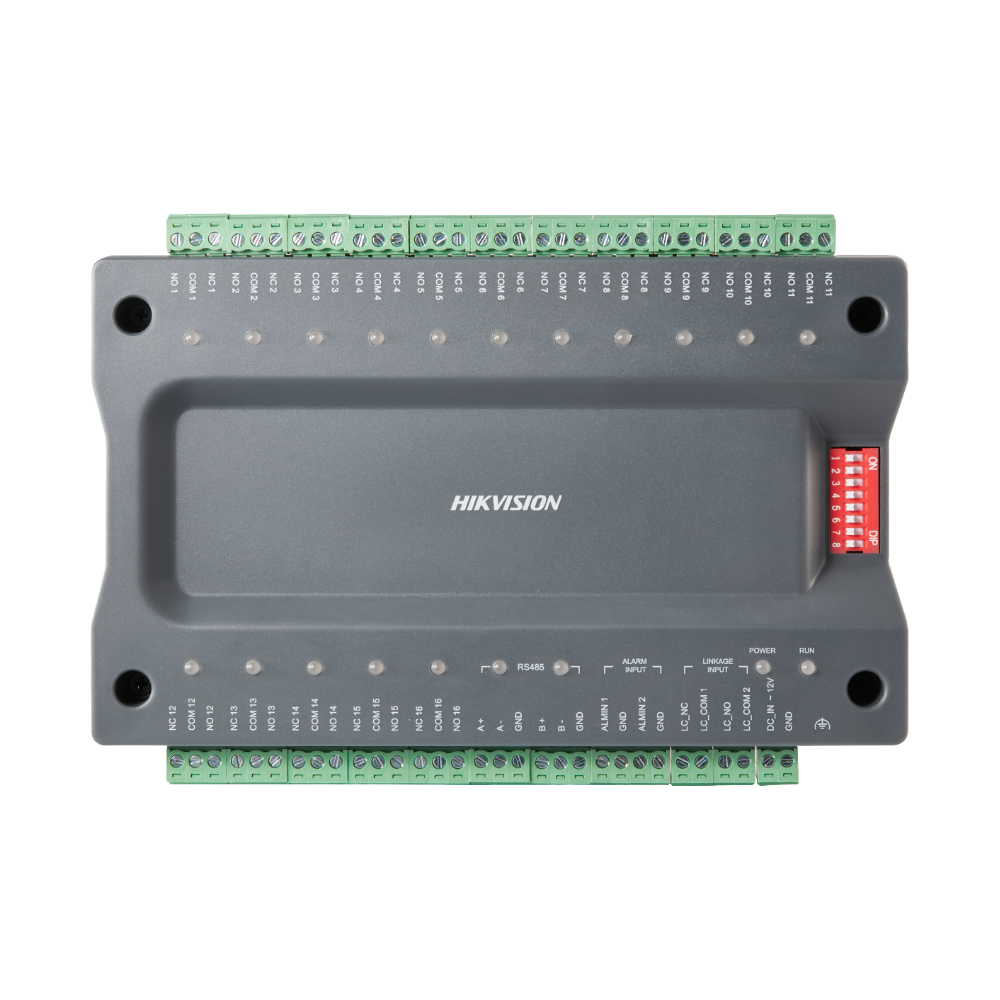 Controller slave per ascensori - Uscita 16 relè - 3 modalità di funzionamento - Configurazione con DIP switch - RS485 per comunicazione - È necessaria una placca master DS-K2210