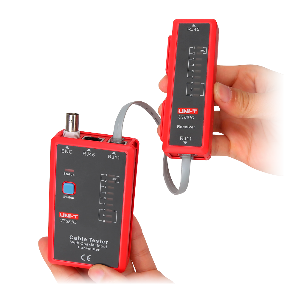 Cable tester - RJ45/RJ11/BNC cable status check - Fast mode and slow mode tests - Auto power off