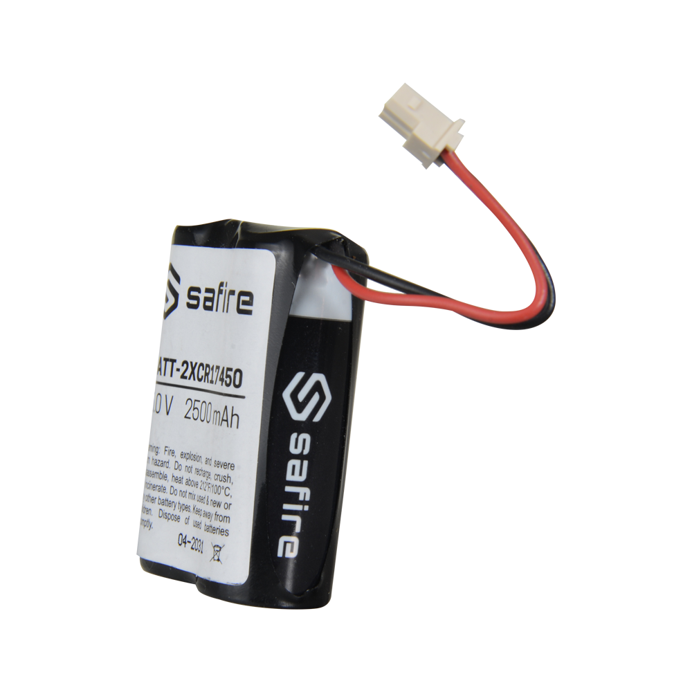 Safire - Pack di pile CR17450 / 4/5A / CR8L - Connettore Molex 5284 - Voltaggio 6 V / Litio - Capacità nominale 2500 mAh - Compatibile con rilevatori Visonic Next Cam PG2 e K9 PG2