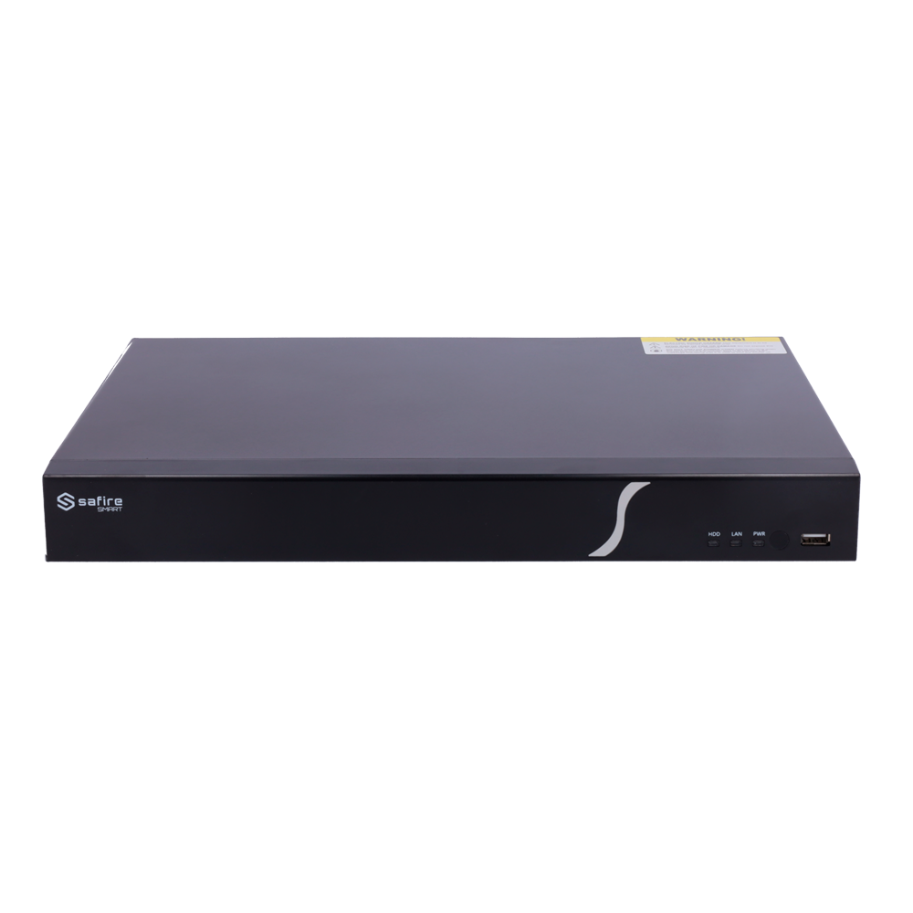 Safire Smart - Grabador de vídeo NVR para cámaras IP gama A1 - Vídeo 16CH / Compresión H.265+ - Resolución hasta 8Mpx / Ancho de banda 160Mbps - Salida HDMI 4K y VGA / 2HDDs - Reconocimiento facial / Búsqueda inteligente