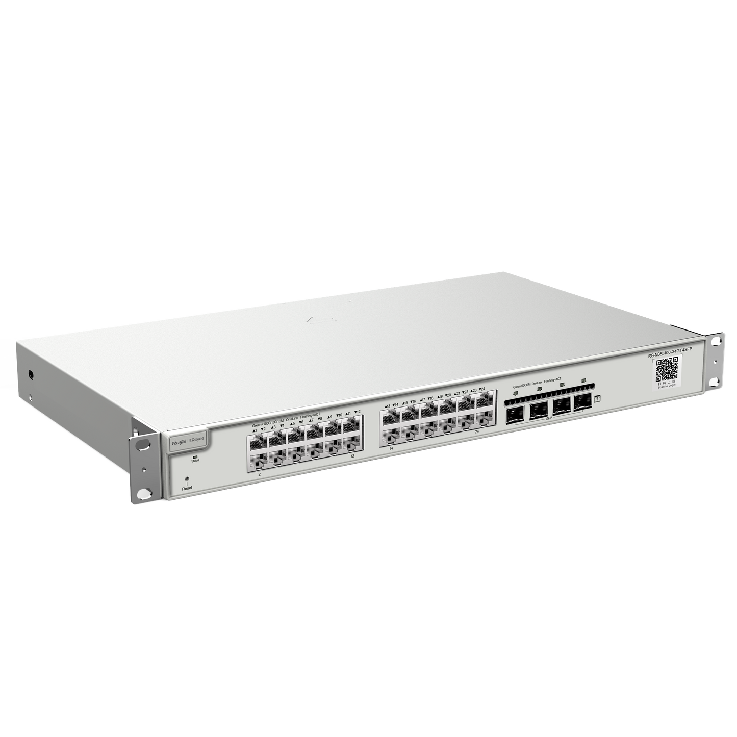 Reyee Switch Cloud Layer 2+ - 24 puertos Gigabit RJ45 - 4 puertos Gigabit SFP - LAG estático/DHCP Snooping/IGMP Snooping/Duplicación de puertos - VLAN/Aislamiento de puertos/STP/RSTP/ACL/QoS - Servidor DHCP/Rutas estáticas