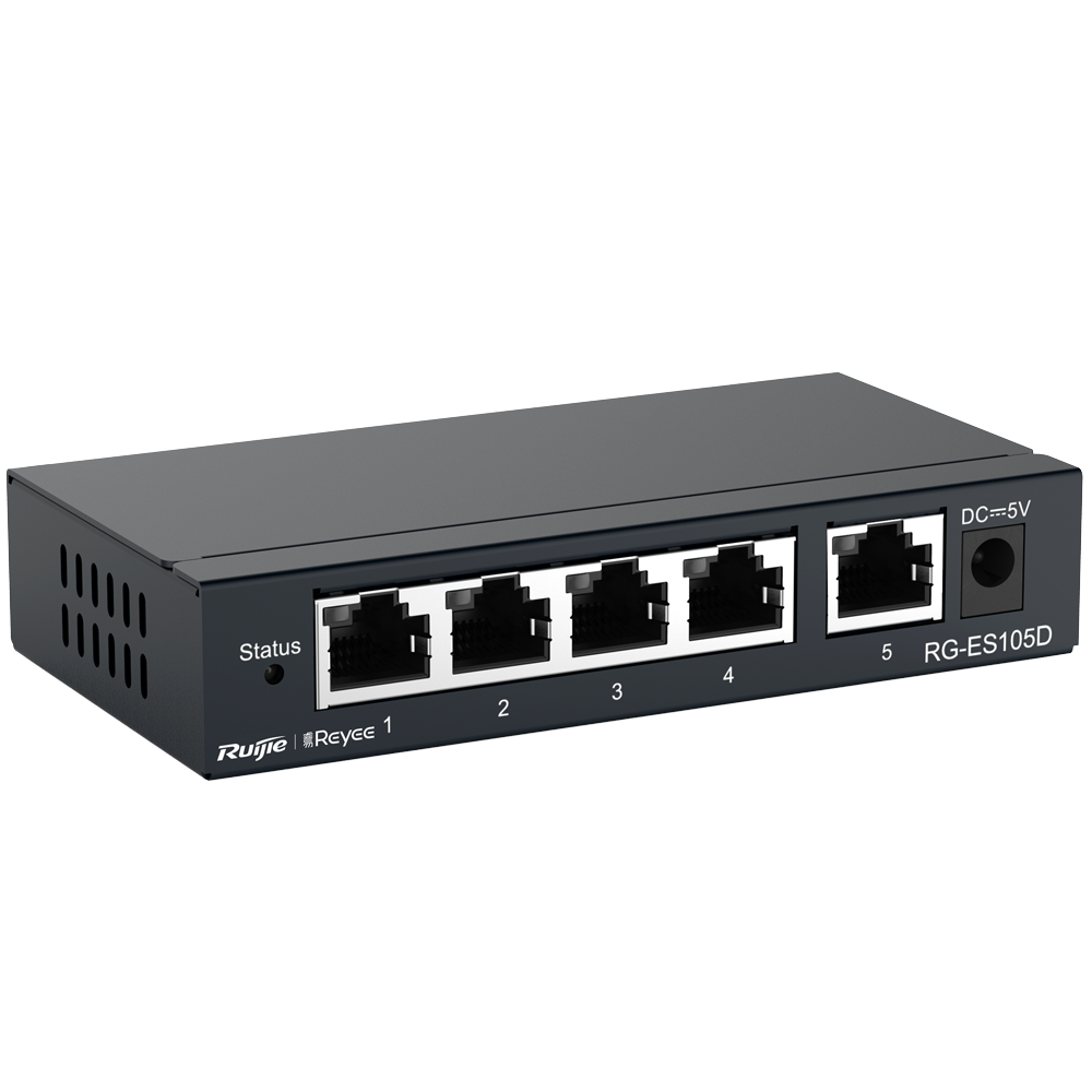 Reyee Switch da Tavolo - Alloggiamento in Metallo - 5 porte RJ45 - Velocità 10/100 Mbps - Plug and Play - Tecnologia a risparmio energetico