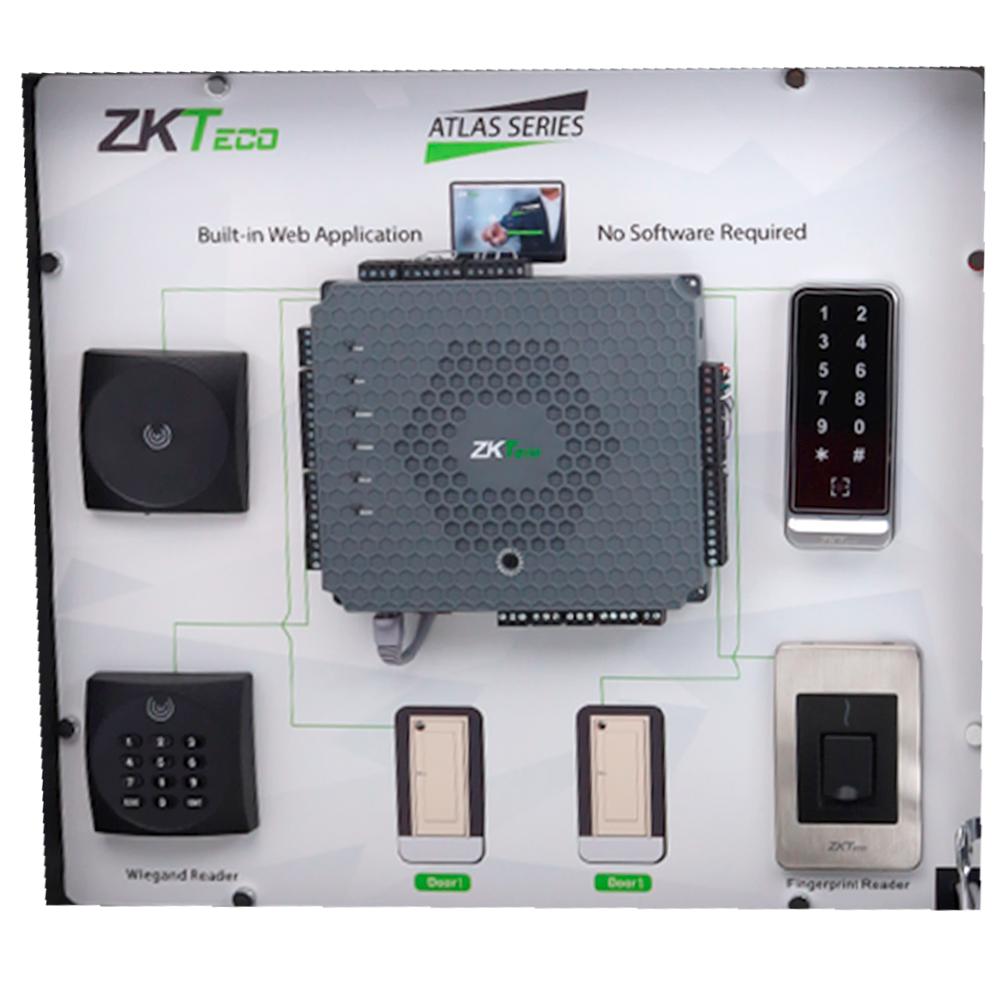 Kit Demo - Control de accesos ZKTeco - Switch con conexión a internet - Licencia gratuita ZK-BIOACCESS-5D - Plug & Play - Caja: 500 (H) x 450 (W) x 200 (L) mm