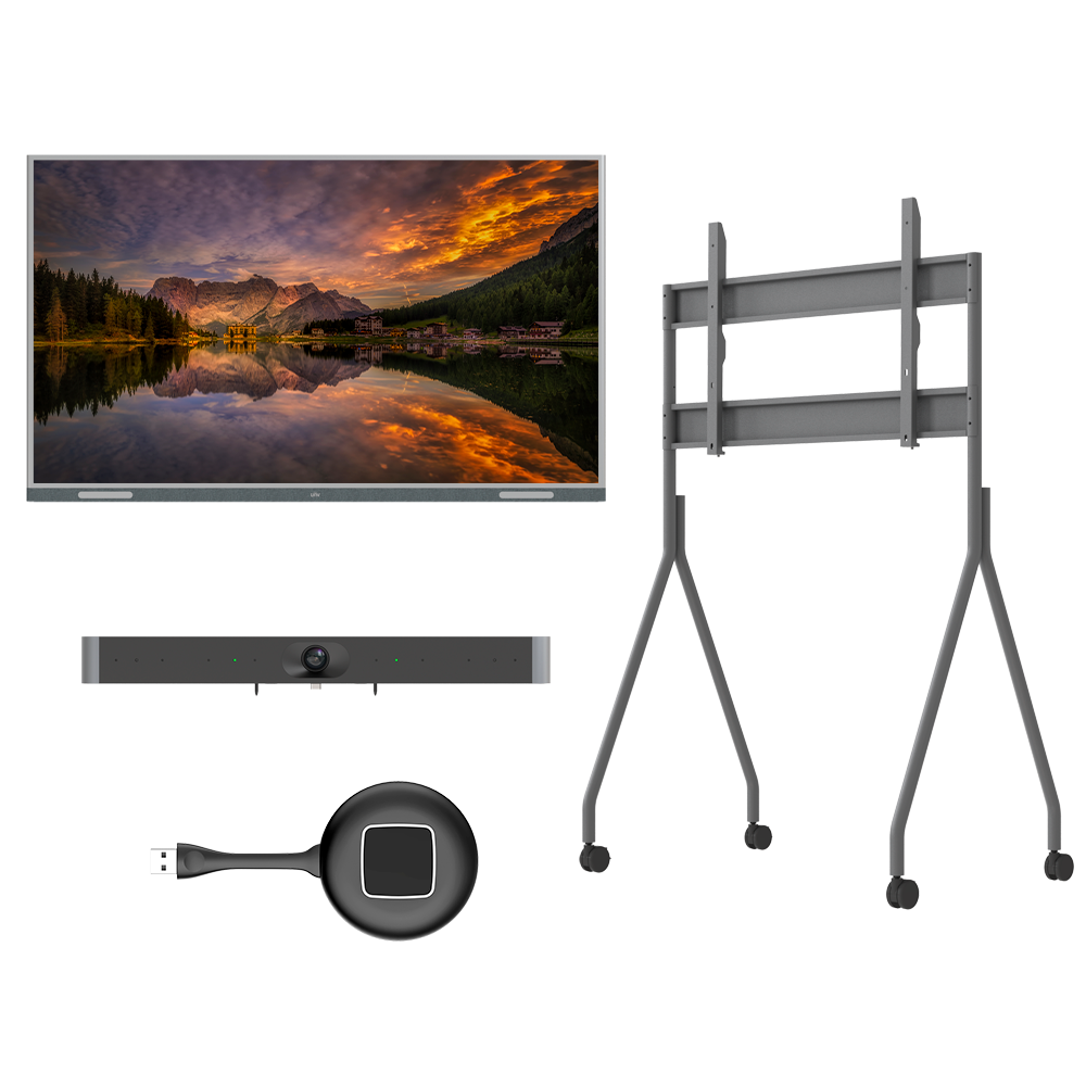 Uniview - Display a LED Interattivo 75" - Telecamera 4K@30fps - Supporto da pavimento con rotelle - Dongle USB