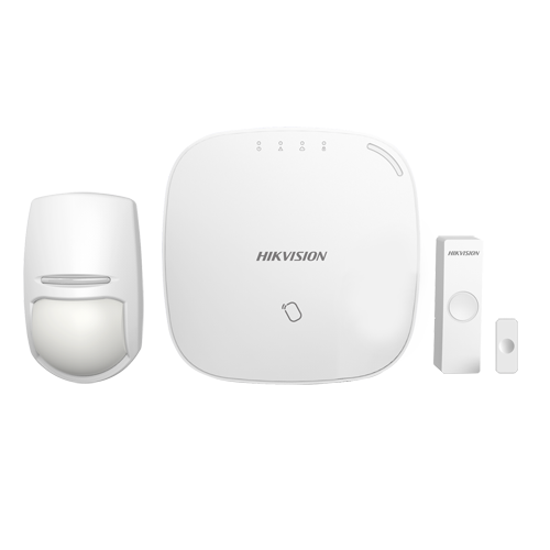 Kit di allarme professionale - Comunicazione Ethernet, WiFi e GPRS - Wireless 868 MHz - Contatto magnetico e PIR volumetrico - Fino 32 entrate senza fili - App Mobile Hik-Connect e iVMS4200