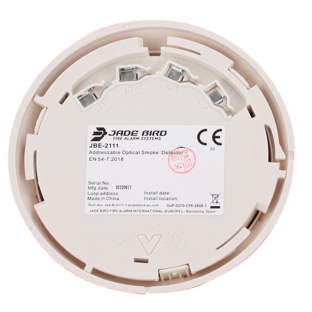 Rilevatore ottico convenzionale Jade Bird - Sensibilità regolabile (3 livelli) - LED con visione 360° - Uscita indicatore remoto - Non include base - Certificato EN 54-7