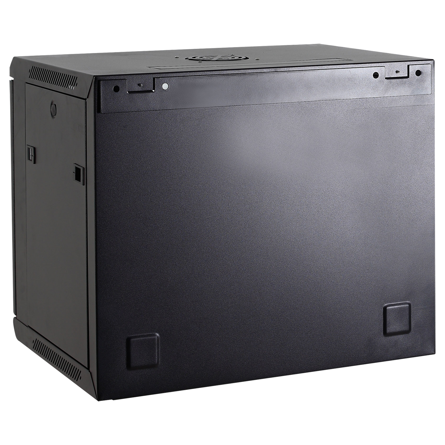 Armario rack de pared - Hasta 12U rack 19" - Hasta 60 kg de carga - Con ventilación y prensaestopas - Incluye 2 ventiladores, bandeja, regleta de 6 tomas - Sin montar