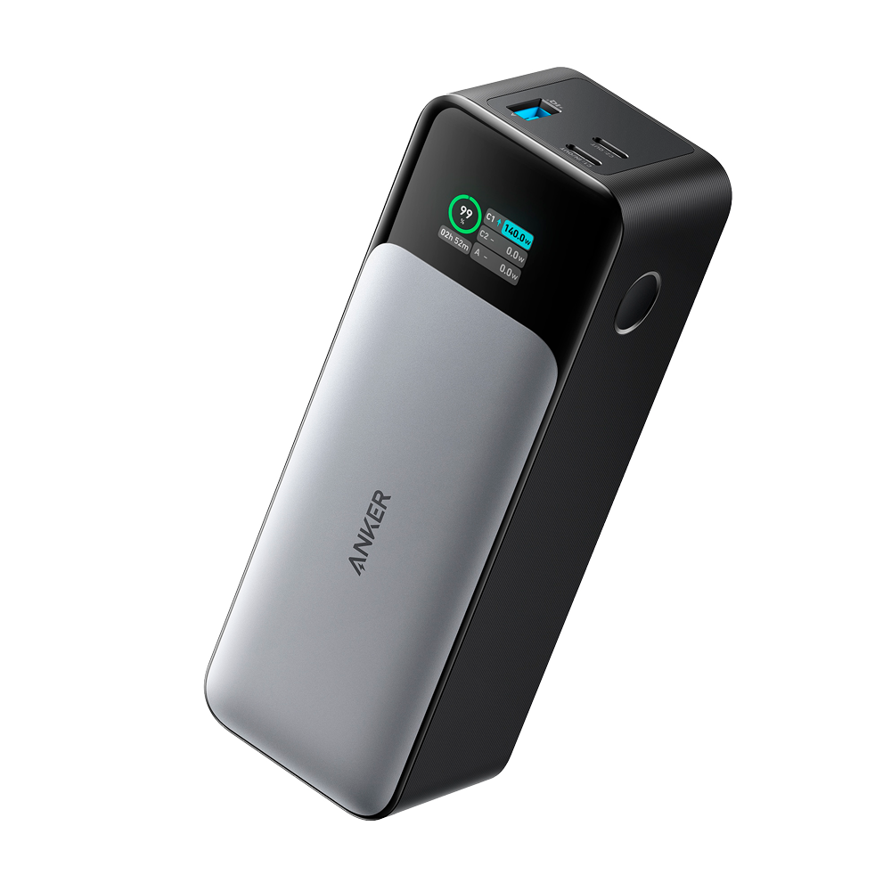Anker - Power bank con display digitale - Capacità 24000mAh  - Ricarica veloce PD140W  - Ingresso USB-C , Uscite 2 USB-C, 1 USB-A - Ricarica di 3 dispositivi contemporaneamente