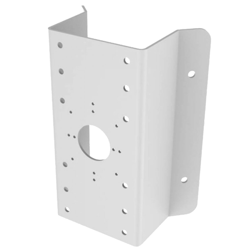 Soporte para esquina - Apto para uso en interior/exterior - Acero inoxidable, con capa protectora - Superficie para cámaras: 126 (An) x 250 (Al) mm - Pasador de cables - Color blanco