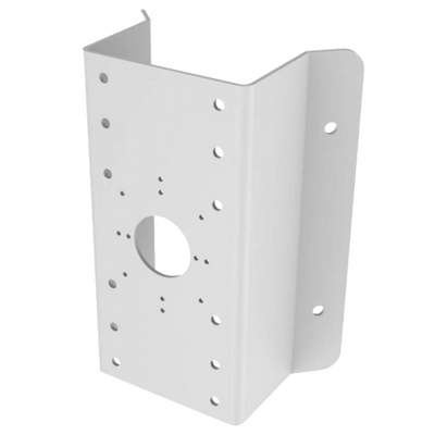 Soporte para esquina - Apto para uso en interior/exterior - Acero inoxidable, con capa protectora - Superficie para cámaras: 126 (An) x 250 (Al) mm - Pasador de cables - Color blanco