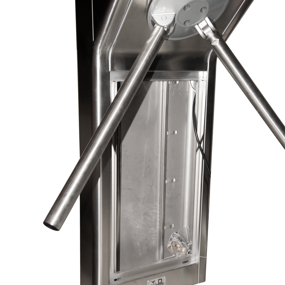 Torno de acceso bidireccional - 3 brazos rotativos automáticos - Tiempos, alarmas y modos de apertura - Dimensiones de paso 600 mm | Fuerza regulable - Acero inoxidable SUS304 de 1.5 mm | IP54 - Compatible con sistemas de terceros