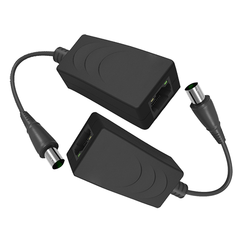 Via cavo coassiale IP - Passivo | Nessuna alimentazione richiesta - Trasmettitore e ricevitore - Permette di transmettere 1 canale IP - Distanza massima 200 m (RG59) o 250 m (RG6) - Larghezza di banda fino a 100 Mbps