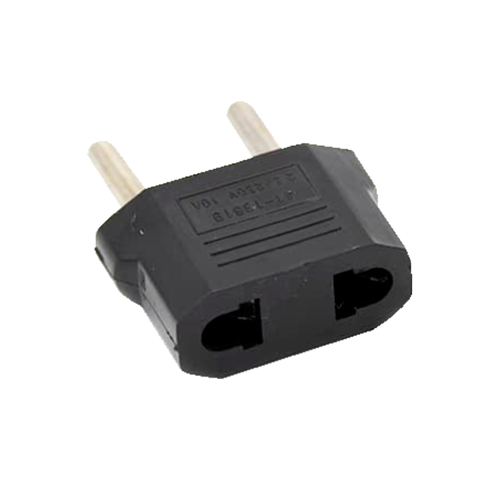Adaptador - Enchufe Tipo A (USA) a Enchufe Tipo F (EU) - Voltaje 250V AC - Corriente Máxima de Salida 10 A - Color negro