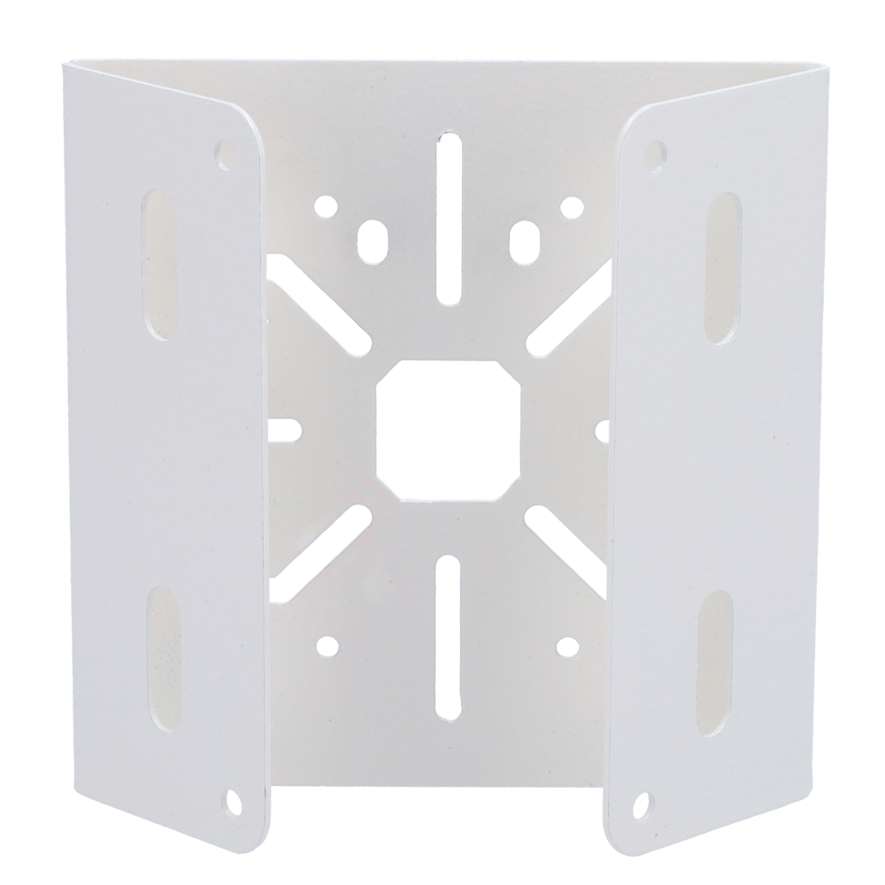 Bracket for poles/lampposts - For bullet or dome cameras - Universal design - Suitable for outdoor use - White color - Cable gland