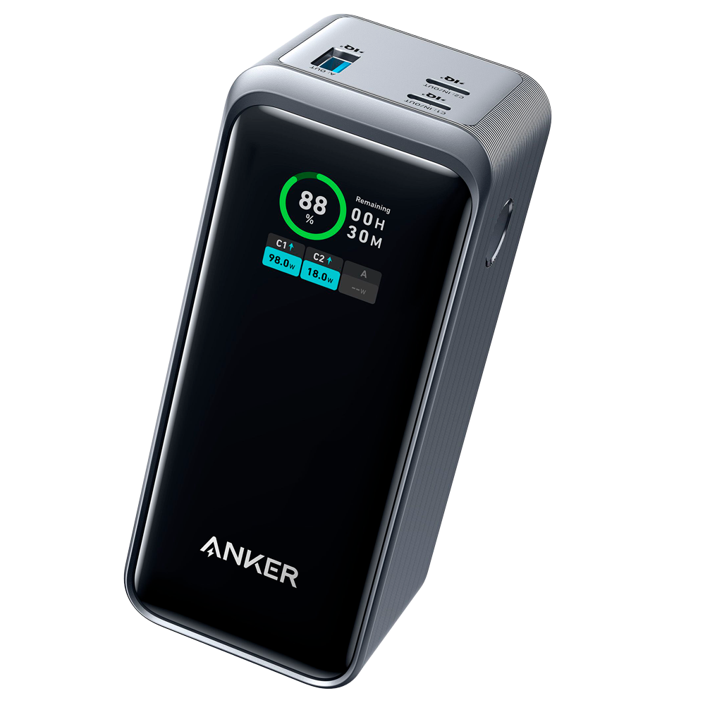 Anker Power bank con display - Capacità 20000mAh - Ingressi 2x USB-C - Uscite 2x USB-C, USB-A - Ricarica di 3 dispositivi contemporaneamente - Ricarica veloce 100W