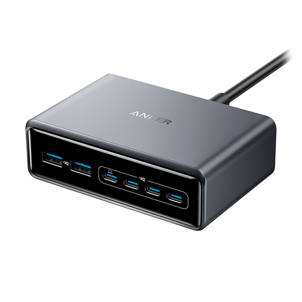Anker - Caricabatterie da tavolo - Potenza 200W - Uscite 4x USB-C, 2x USB-A - Carica 4 dispositivi contemporaneamente - Colore nero | Tecnologia GaNPrime
