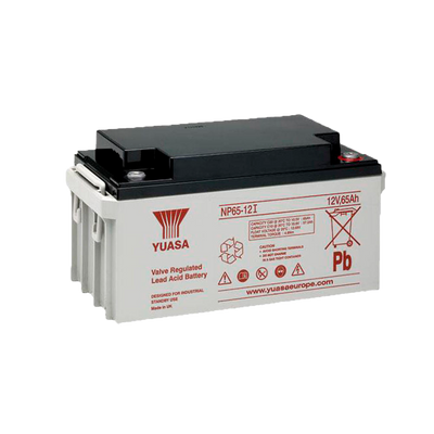 Yuasa NP65-12I - Batteria ricaricabile - Tecnologia piombo-acido AGM - Voltaggio 12 V / Capacità 65 Ah - 174 x 350 x 166 mm / 23 kg - Certificazione antincendio e di evacuazione