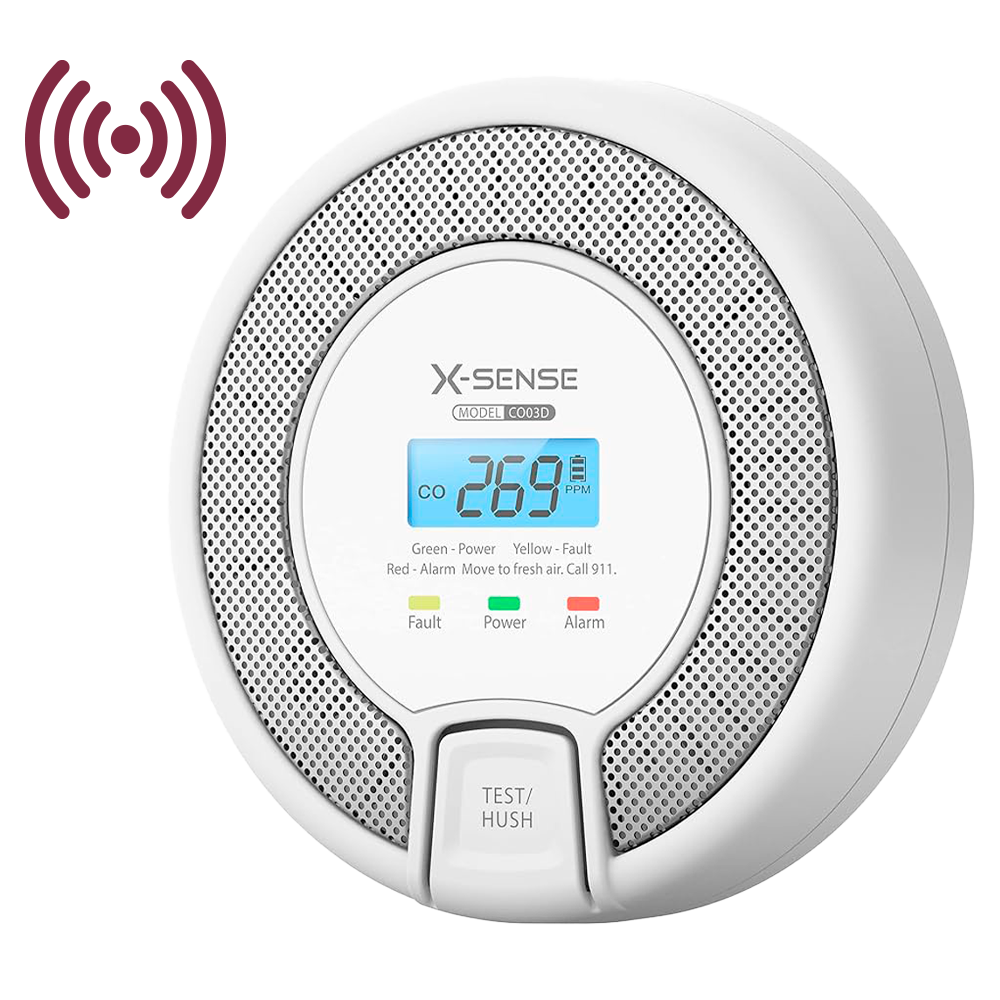 Detector de CO autónomo X-Sense - Permite conectar 24 detectores por RF 868MHz - Batería reemplazable - Indicador luminoso y alarma sonora 85 dB a 3m - Botón de Test y pantalla LCD - Certificado EN 50291