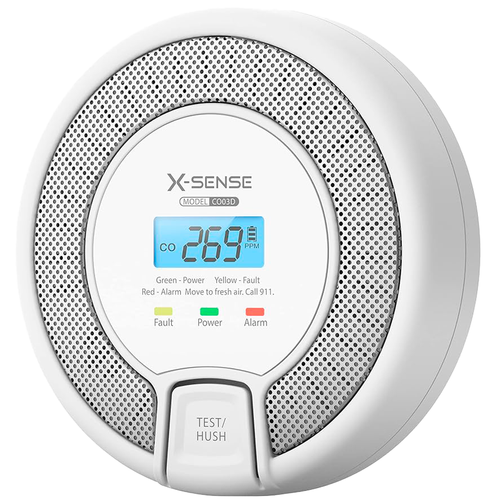 Rilevatore di CO autonomo X-Sense - Batteria sostituibile - Spia di allarme - Allarme acustico 85 dB a 3m - Pulsante di prova e schermo LCD - Certificato EN 50291