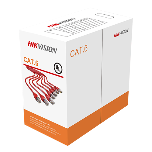 Cavo UTP Hikvision - Categoria 6 - Bobina da 305 metri - Coperchio arancione - Diametro 6.2 mm - Compatibile con Balun