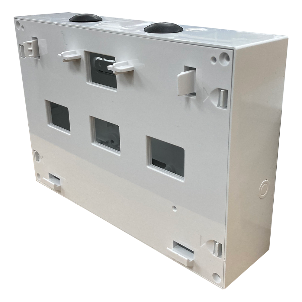 Caja posterior de módulos - 2 x conexiones de prensaestopas - Diseño estético. - Conexiones ciegas de 4 x 20 mm