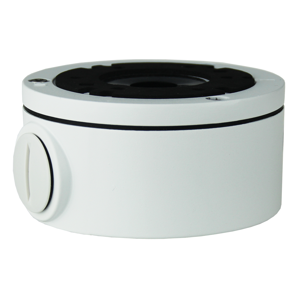 Caja de conexiones Easy-P - Para cámaras bullet y turret - Apto para uso exterior IP66 - Instalación en techo o pared - Diámetro de la base 101 mm - Pasador de cables