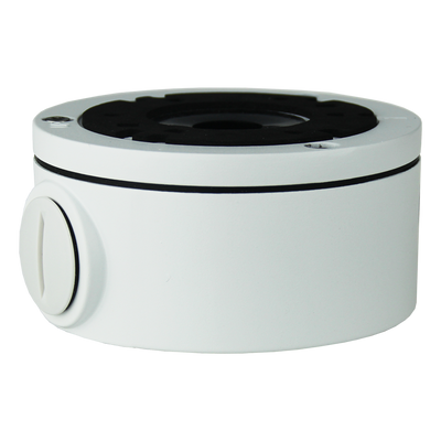 Caja de conexiones Easy-P - Para cámaras bullet y turret - Apto para uso exterior IP66 - Instalación en techo o pared - Diámetro de la base 101 mm - Pasador de cables