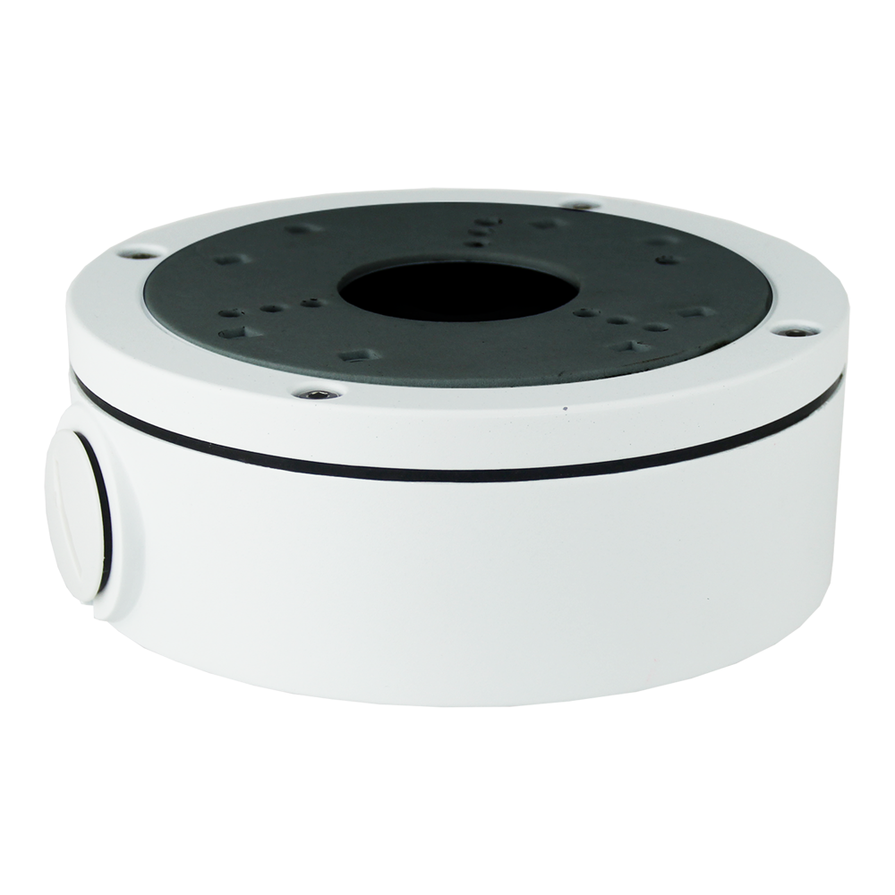Caja de conexiones Easy-P - Para cámaras bullet y turret - Apto para uso exterior IP66 - Instalación en techo o pared - Diámetro de la base 138 mm - Pasador de cables