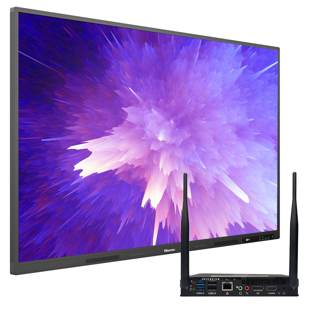 Pantalla interactiva HISENSE 65" 4K - Transmisión inalámbrica - Resolución 3840x2160 - Entradas HDMI, LAN, USB, Type-C... - Altavoces integrados - Incluye OPS HIS-S02BDS5A811E