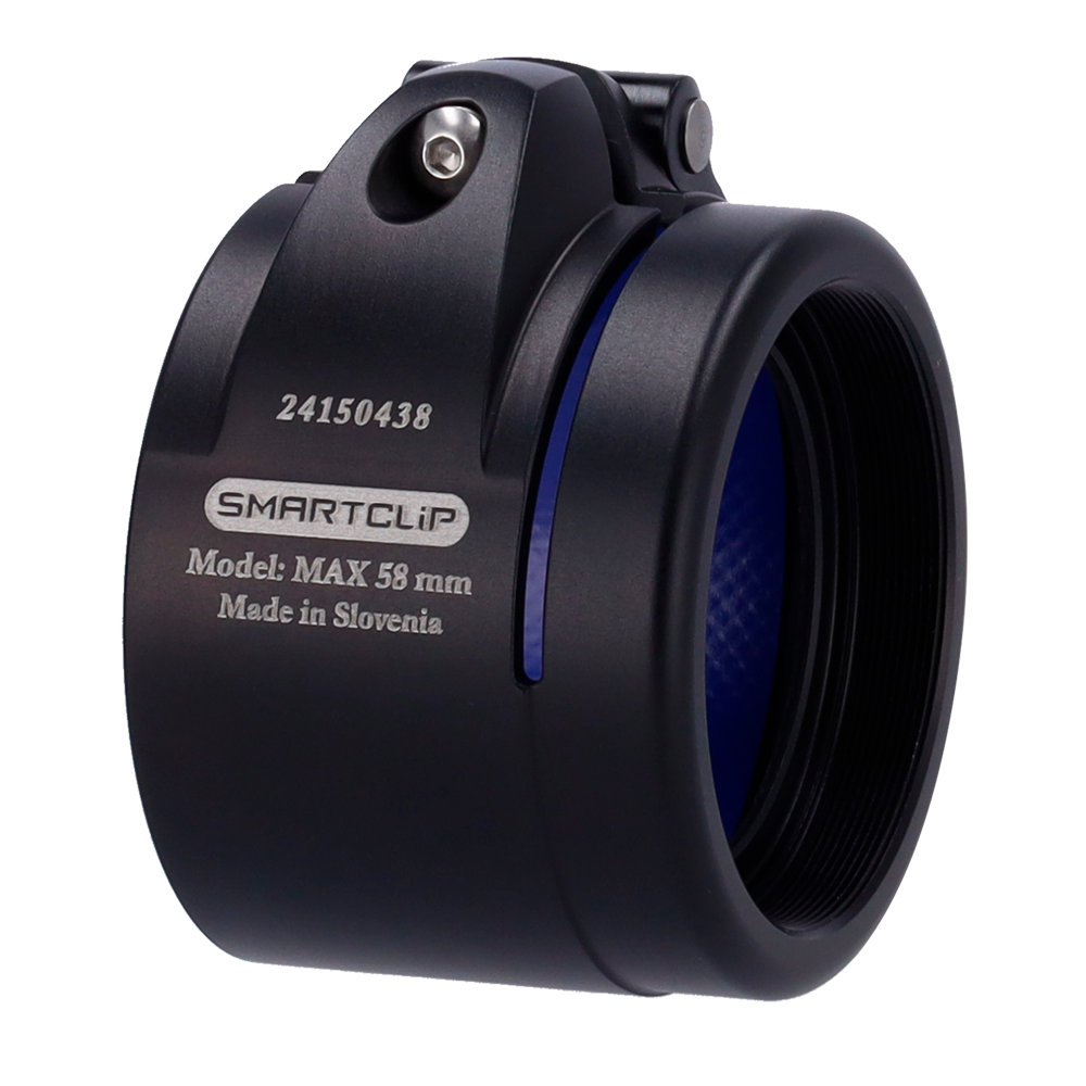 Clip-on - Ghiera M52x0.75 - Dimensione 58 mm - Alluminio - Nero