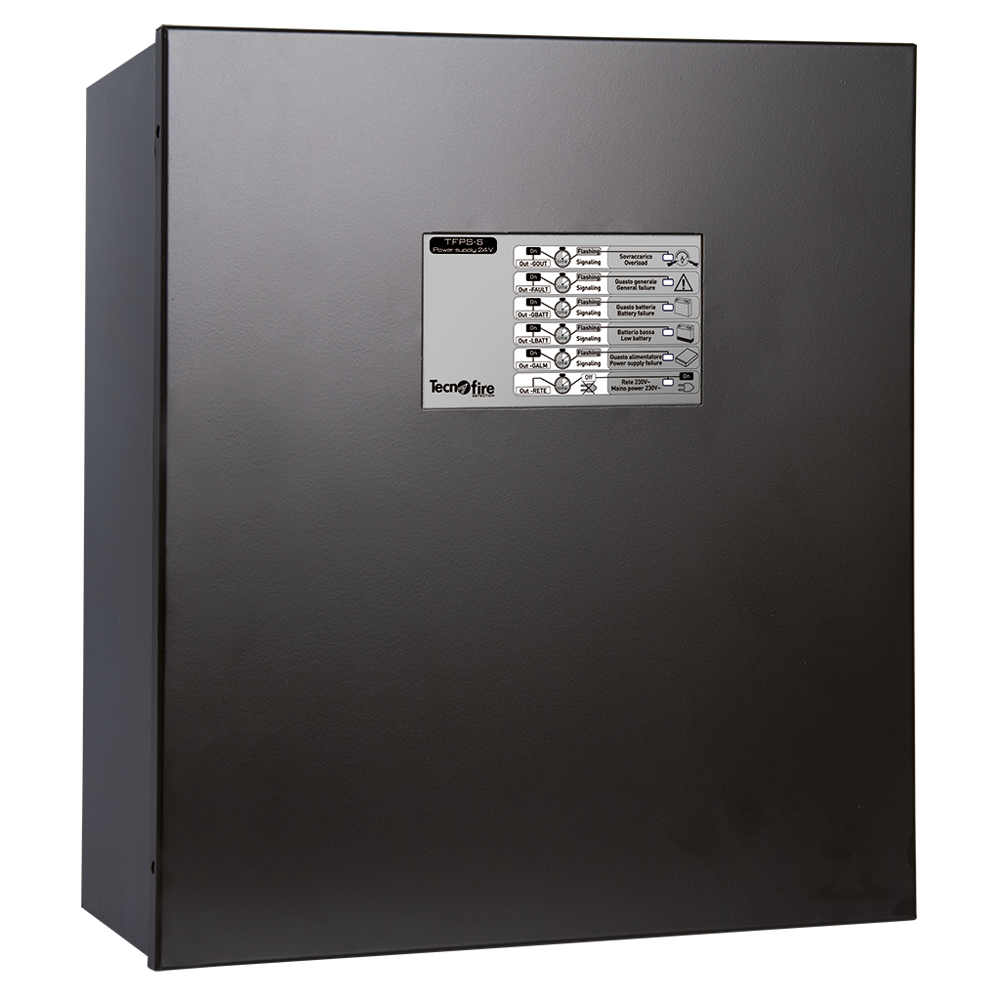 Tensión normal de alimentación 230V AC - Conexión en BUCLE - Funciones automáticas de prueba y desconexión - 6 testigos de señal de estado funcional - baterías de reserva: 2 de 12V 17Ah - EN 54-4:1997 + A1:2002 + A2:2006 - EN 54-17:2005