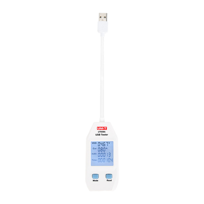 Medidor de corriente y tensión UNI-T - Sencilla conexión USB Tipo A - Permite conocer la tensión y la corriente del dispositivo alimentado - Tensión de entrada 4~24V DC - Corriente máxima 3A - Pantalla de visualización LCD
