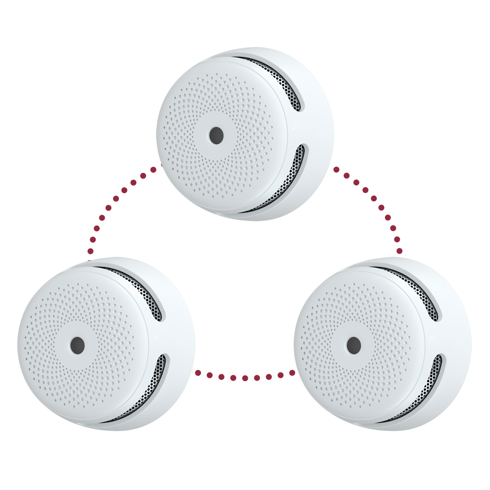 Pack di 3 mini rilevatori di fumo standalone X-Sense - Consente di collegare 24 rilevatori tramite RF 868MHz - Durata della batteria 5 anni (sostituibile) - Indicatore luminoso di allarme - Allarme acustico 85 dB a 3m - Certificato EN 14604