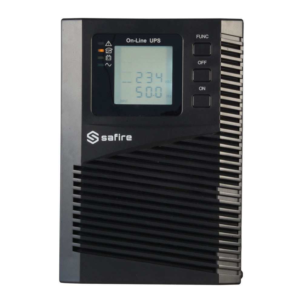 SAI online - Potenza 1000VA/900W - Entrata 200~240 Vac / Uscita 200~240 Vac - 2 uscite SAI/UPS protette - Tempo di ricarica 4~5 ore - 2 batterie al piombo-acido sigillate (incluse)