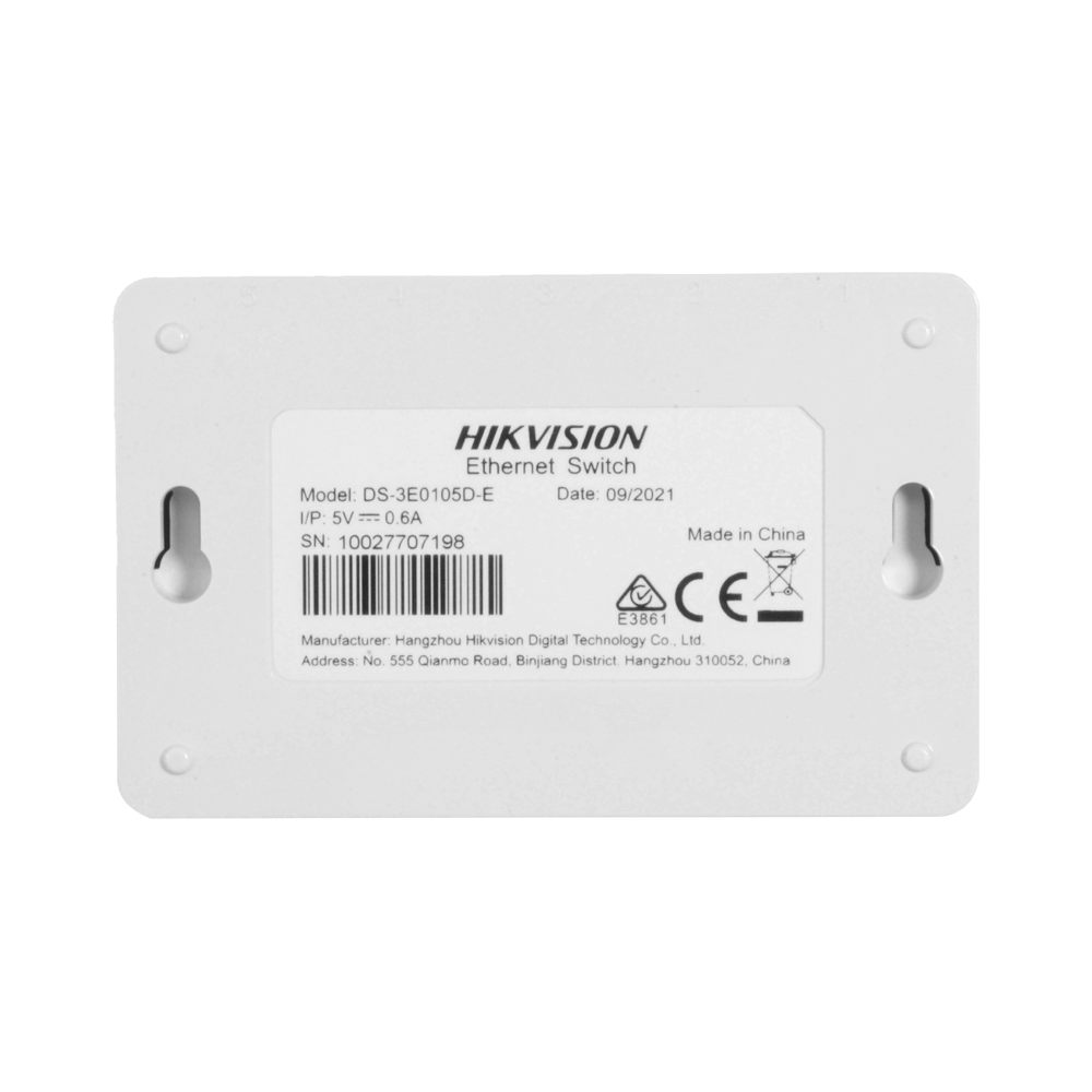 Interruttore da tavolo Hikvision - 5 porte RJ45 - Velocità 10/100 Mbps - Plug & Play - Basso consumo
