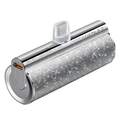 VEGER - Mini Power bank con LEDs de carga - Capacidad 5000mAh - Entrada USB-C, Salidas conector  USB-C,USB-C - Carga 1 dispositivo - Color Plateado