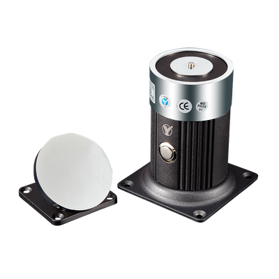 Retenedor electromagnético - Para puerta simple - Fuerza de retención 180 Kg - Pulsador de accionamiento manual - Alimentación 12/24V DC - Montaje en pared o soporte