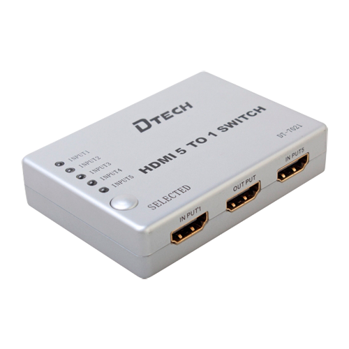 HDMI Switch - 5 ingresso HDMI - 1 uscite HDMI - Fino a 1080p - Lunghezza massima 20 m - Alimentazione DC 5 V