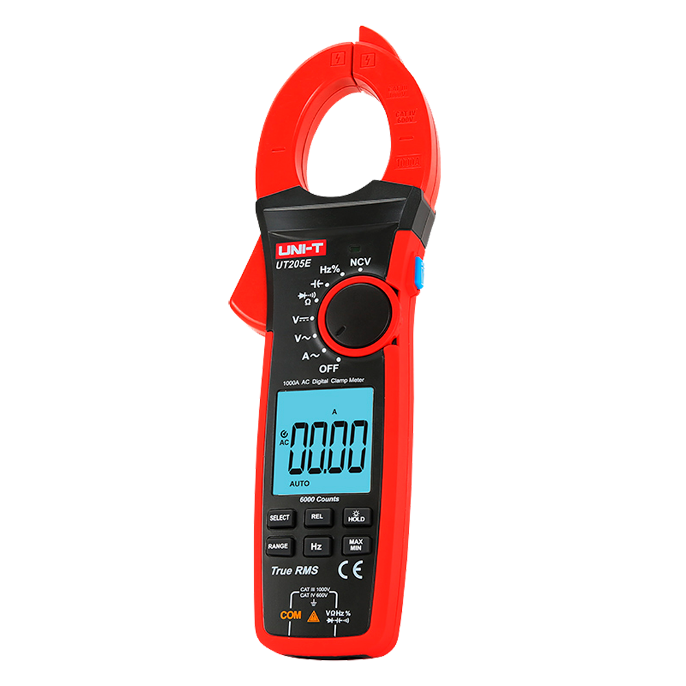 Clamp Meter - LED display up to 6000 accounts - AC current measurement up to 1000A - DC and AC voltage measurement up to 1000V - High accuracy AC with True RMS function - Measurement of resistance, capacitance | NCV function