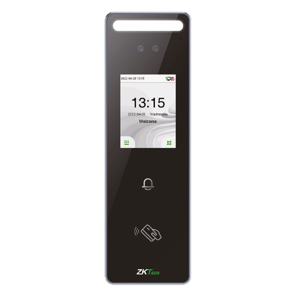Access & Presence Control - Facial Recognition & EM Card - 3,000 Cards | 200,000 logs - 2.4" TFT touch display | TCP/IP and WiFi - IP65 outdoor suitable - Compatible with ZKTeco software