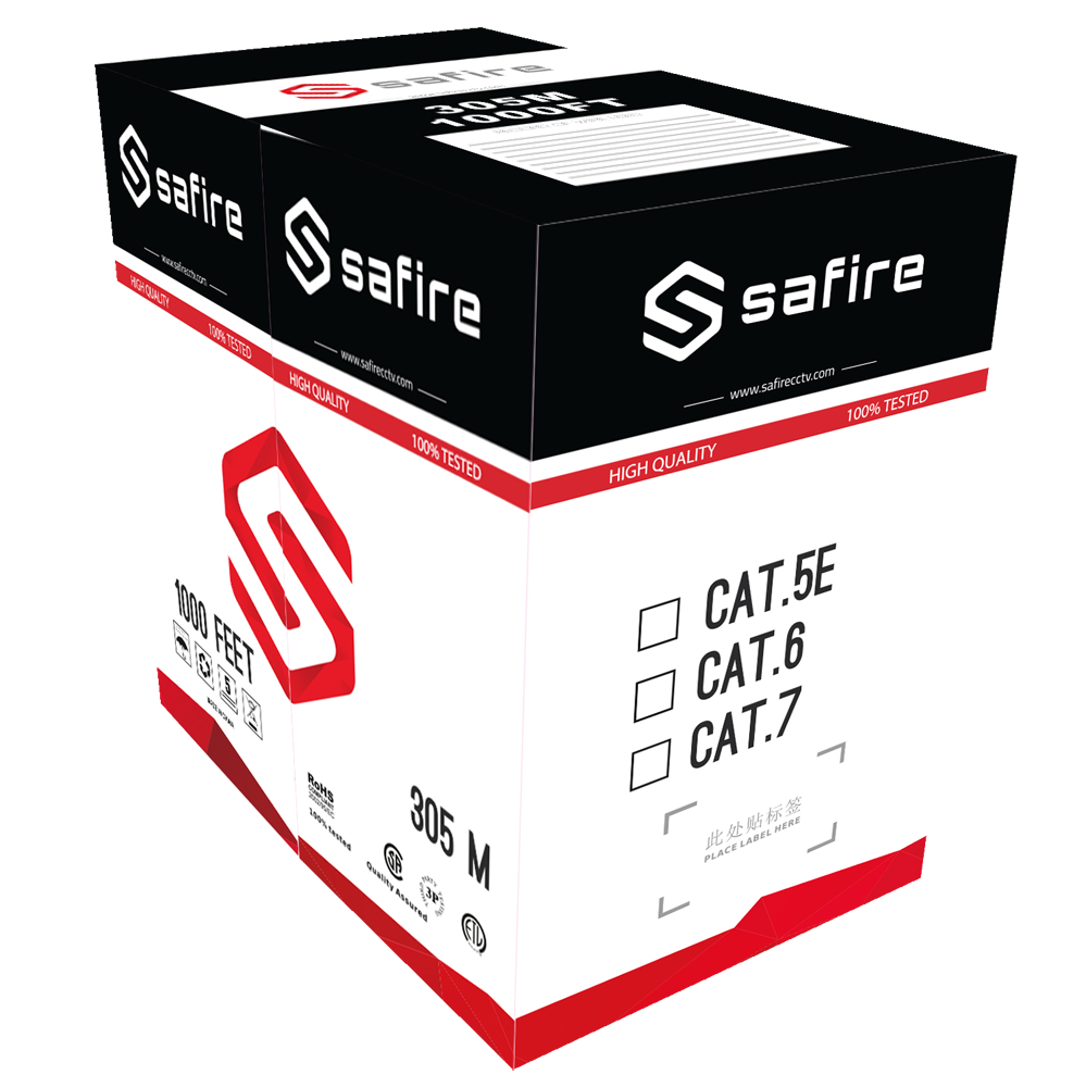 Safire UTP Cable - Category 6A - BC Conductor, 99.9% Copper Purity - Meets Fluke 100m Test - 305m Spool - 5.6mm Diameter