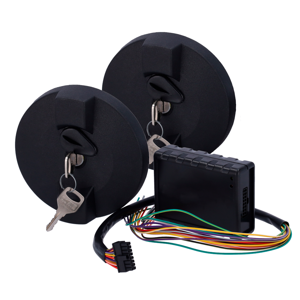 Kit tapón de seguridad para camiones - Detecta y notifica el intento de robo de combustible - Sistema para integrar con Ajax - Integración con AJ-DOORPROTECT y AJ-TRANSMITTER - Incluye dos tapones (Ø 8 cm) - y módulo de comunicación