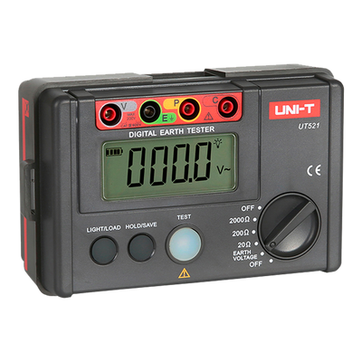 Misuratore della resistenza di terra - Display LCD fino a 2000 conteggi - Misurazione della resistenza di terra fino a 2000Ω - Misurazione della tensione di terra AC fino a 200V - Memorizzazione dei dati - Spegnimento automatico