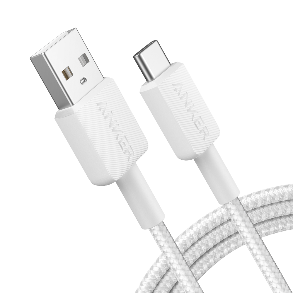 Anker - Cable USB2.0 - Carga rápida - USB-A a USB-C - Cubierta de nylon - Longitud 1.8m | Color blanco