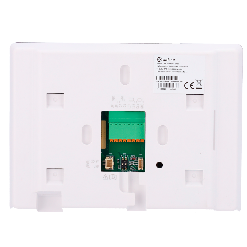 Video Intercom Monitor - 7" TFT Screen - Two-Way Audio - Analog 2-Wire - Touch Keypad - Surface Mount | White