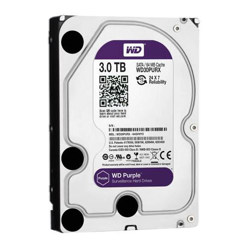 Disco Duro - Capacidad 3 TB - Interfaz SATA 6 GB/s - Modelo WD30PURX - Especial para videograbadores - Solo o instalado en DVR