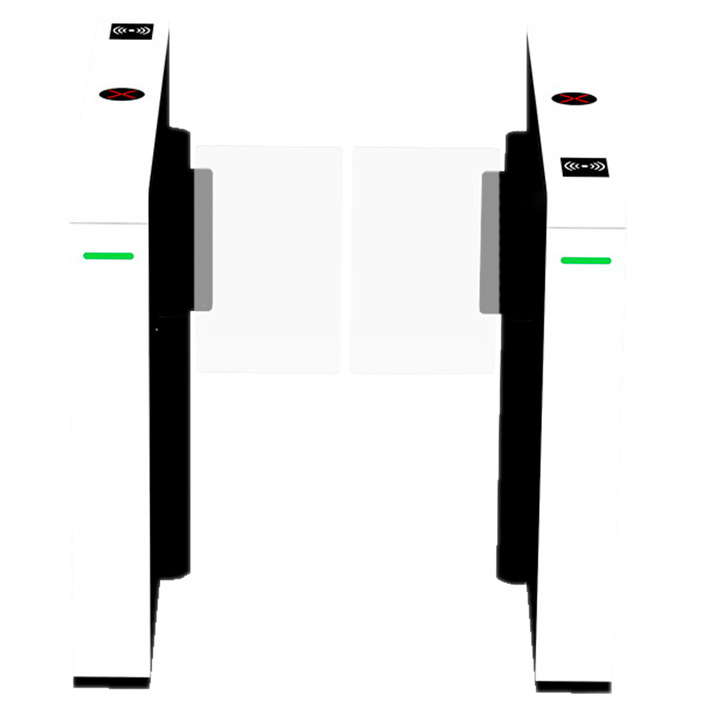 Torniquete de acceso bidireccional - Puerta batiente acrílica - Horarios, alarmas y modos de apertura - Dimensiones de paso 600mm | Motor sin escobillas - Fabricado en acero inoxidable pintado - Compatible con sistemas de terceros