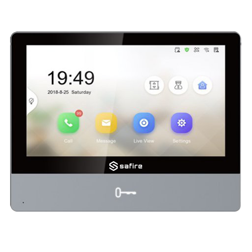 Monitor videoportero Safire - Pantalla IPS de 7" - Audio bidireccional - TCP/IP, WiFi, SIP - Ranura para tarjeta microSD hasta 32GB - Montaje en superficie
