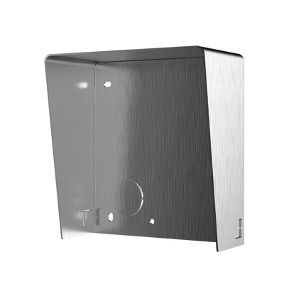 Supporto modulare da parete - Per 1 modulo - Specifico per i videocitofoni Hikvision - Compatibile con i moduli Hikvision - Con visiera - Pannello fabbricato in acero inossidabile